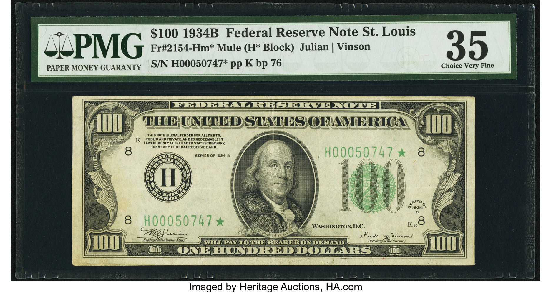 1934B $100 Replacement, St. Louis (Fr. 2154H*)