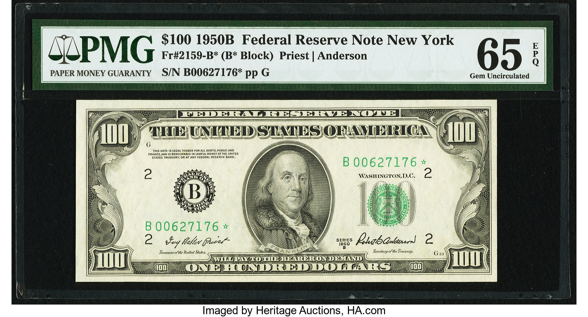 image for: Fr. 2159-B* $100 1950B Federal Reserve Note. PMG Gem Uncirculated 65 EPQ....