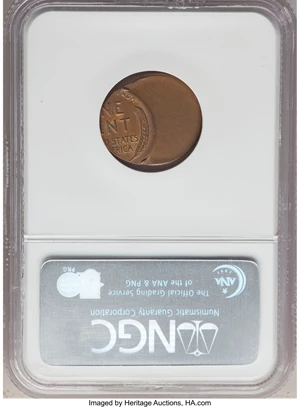 image for: 1946-S 1C Lincoln Cent -- Struck 55% Off Center -- MS64 Brown NGC....