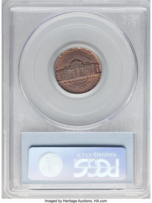 image for: 1982-D 5C Jefferson Nickel -- Struck on Cent Planchet -- MS63 Red and Brown PCGS....