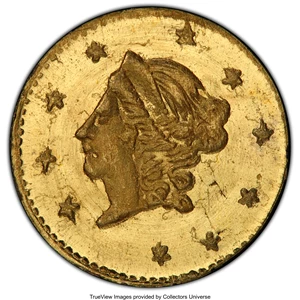 image for: 1871 50C Liberty Round 50 Cents, BG-1011, R.2, MS65+ PCGS. PCGS Population: (22/20 and 1/0+). NGC Census: (15/17 and 0/0+)....