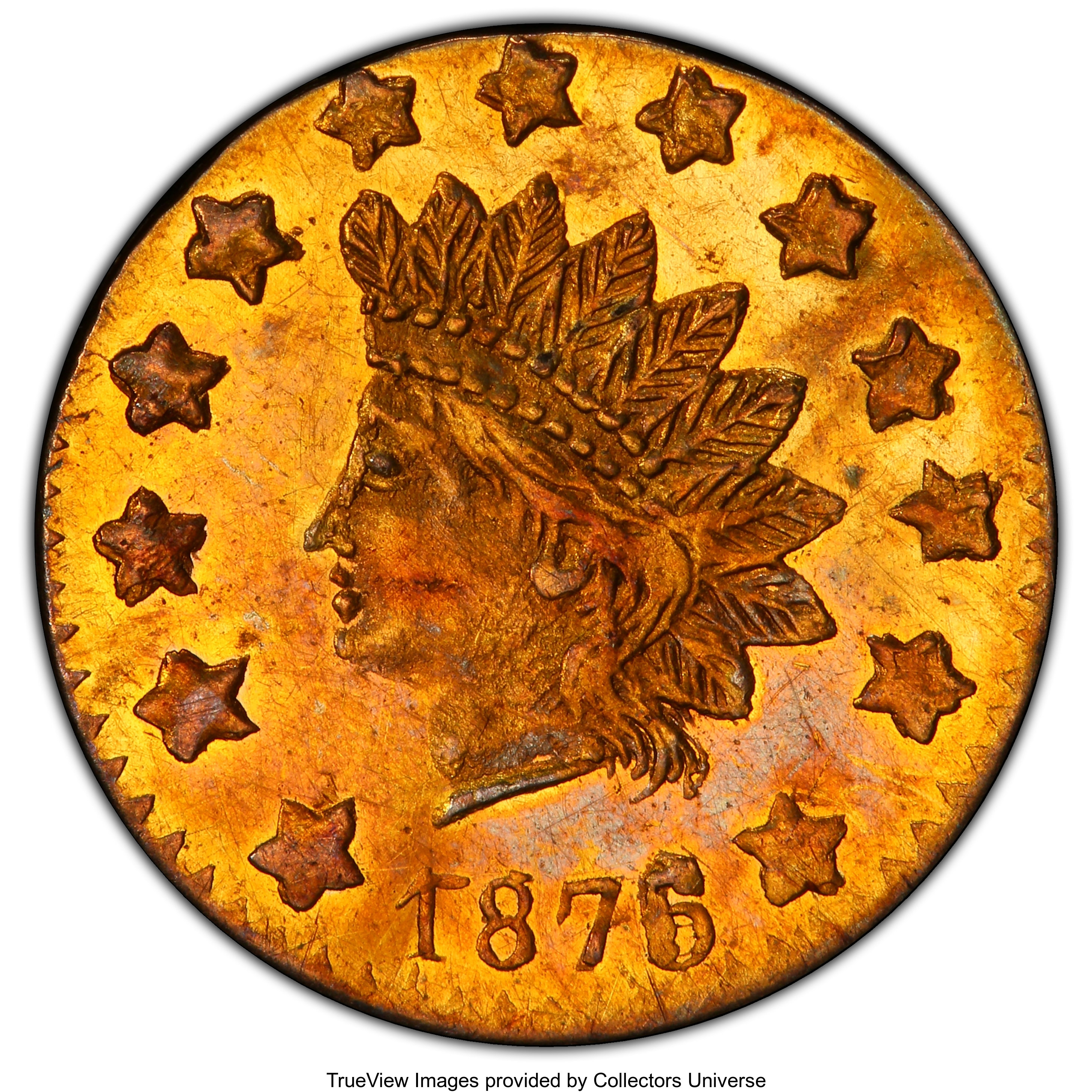 image for: 1876/5 50C Indian Round 50 Cents, BG-1059, R.4, MS62 PCGS. PCGS Population: (31/30 and 0/0+). NGC Census: (1/8 and 0/0+).  ...