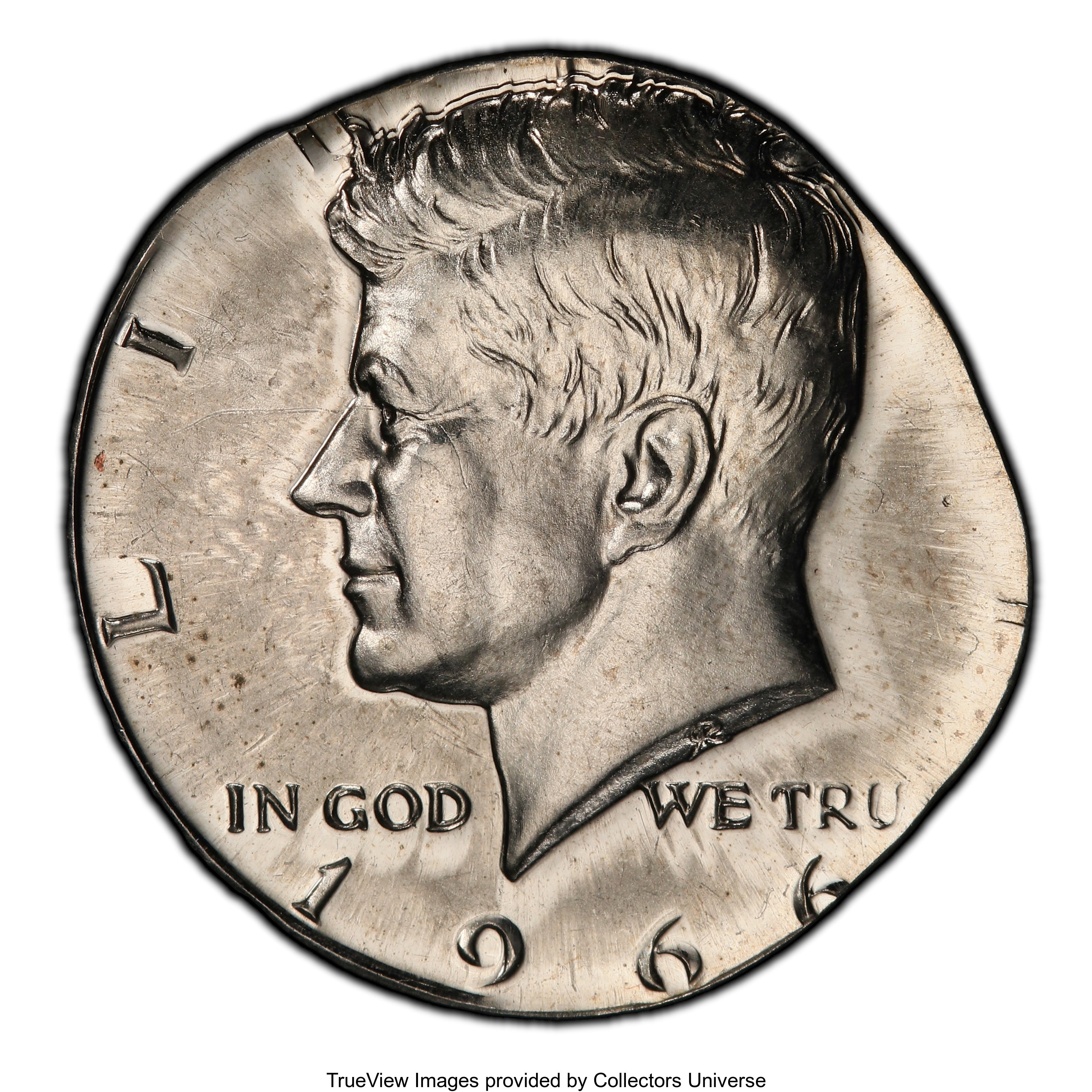 1966 50C SMS Kennedy Half Dollar -- Struck on Clad 25C Planchet -- SP62 PCGS. Semiprooflike fields on both sides attest to ...