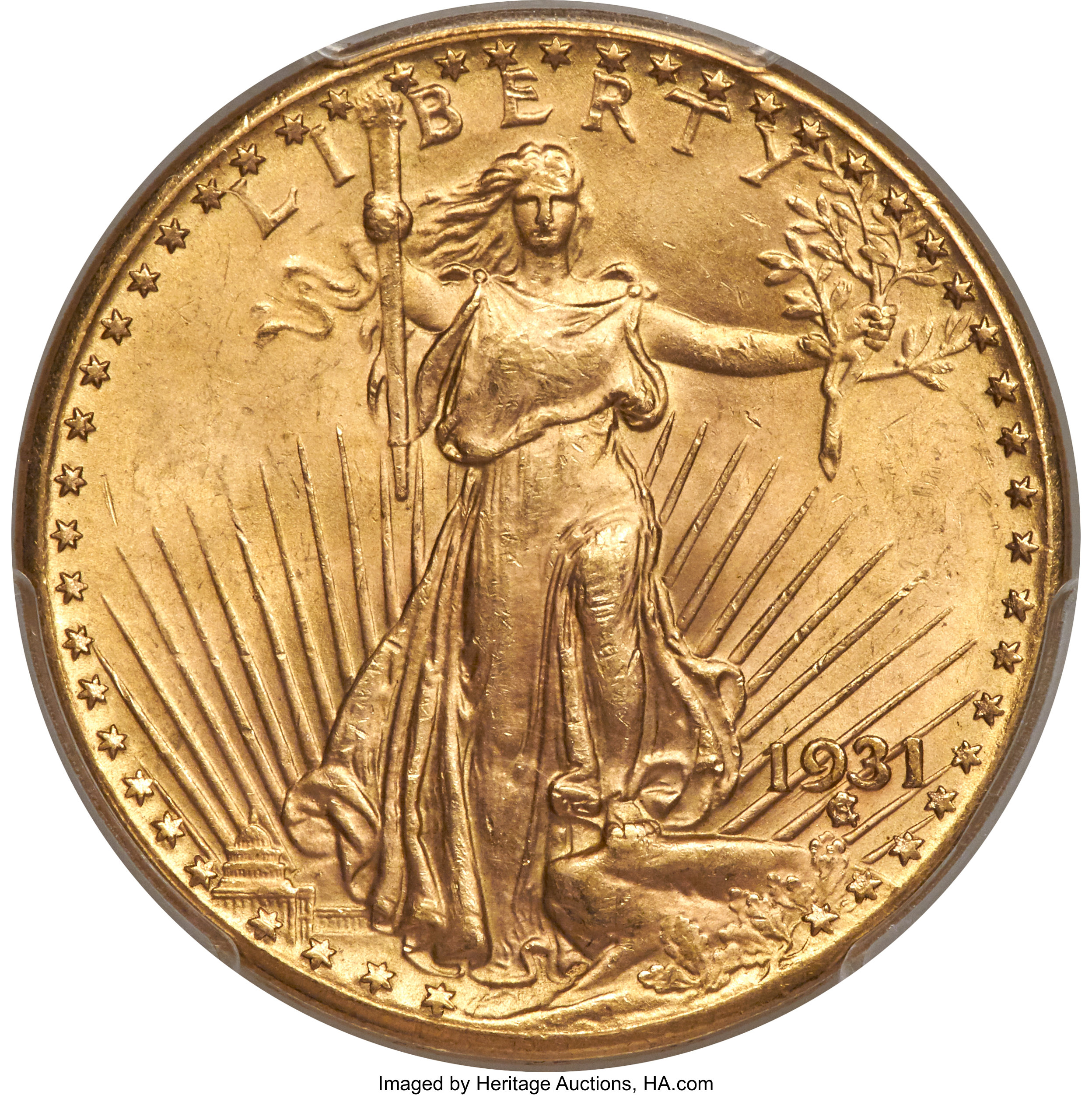 image for: 1931 $20 MS64+ PCGS. The 1931 is among the scarcest and most sought-after issues in the Saint-Gaudens double eagle series. ...