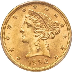 image for: $5 1892 PCGS MS64 CAC