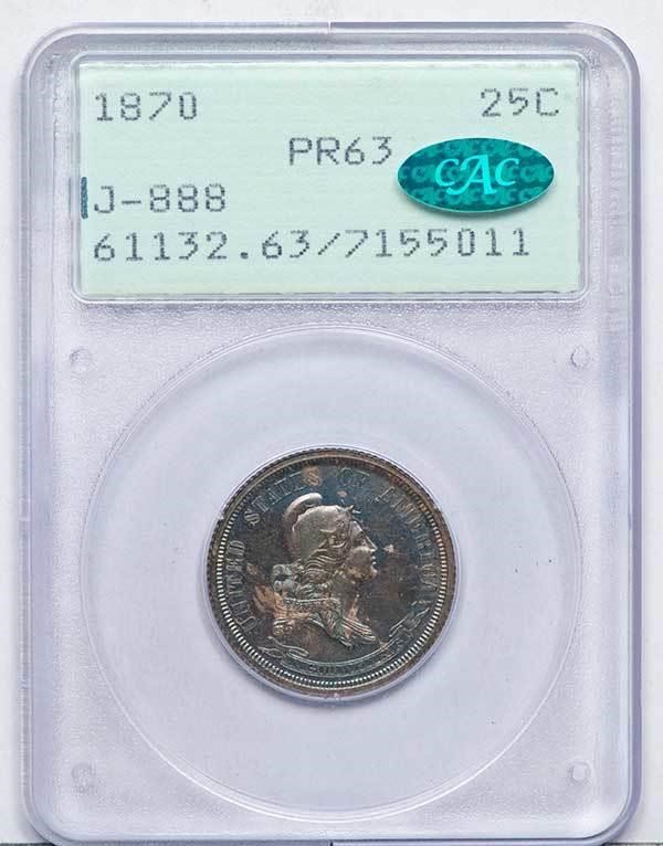 image for: 25C 1870 J-888. PCGS PR63 CAC