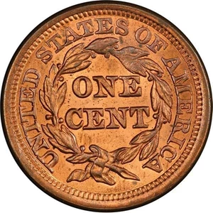 image for: L1C 1853 PCGS MS65 RD CAC