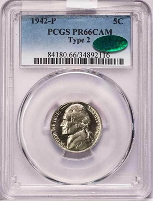 image for: 5C 1942-P TYPE 2. PCGS PR66 CAM CAC