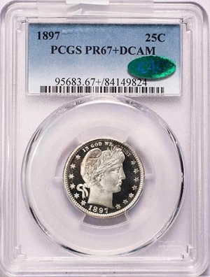 image for: 25C 1897 PCGS PR67+ DCAM CAC