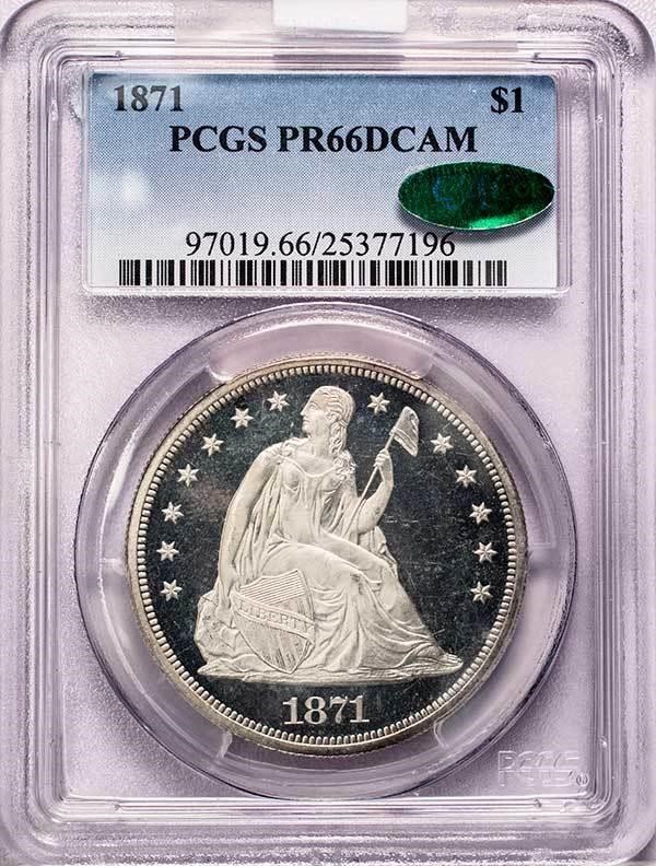 image for: $1 1871 PCGS PR66 DCAM CAC