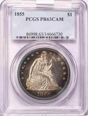 image for: $1 1855 PCGS PR63 CAM
