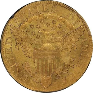 image for: $10 1797 LARGE EAGLE. PCGS AU58+ CAC