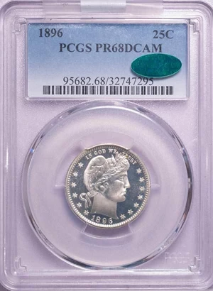 image for: 25C 1896 PCGS PR68 DCAM CAC
