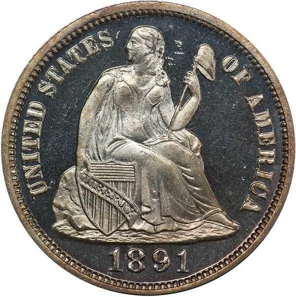 image for: 10C 1891 PCGS PR65+ DCAM CAC
