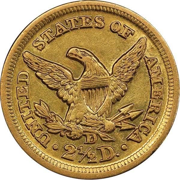 image for: $2.50 1859-D PCGS AU55 CAC