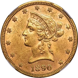 image for: $10 1890 NGC MS62