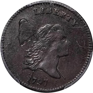 image for: 1/2C 1797 1 ABOVE 1. PCGS AU55 BN CAC