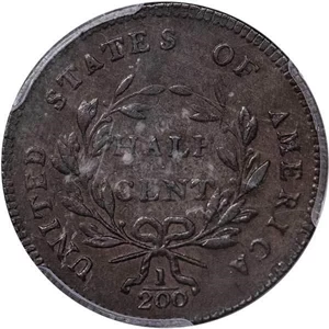 image for: 1/2C 1797 1 ABOVE 1. PCGS AU55 BN CAC