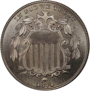image for: 5C 1874 PCGS PR67 CAC