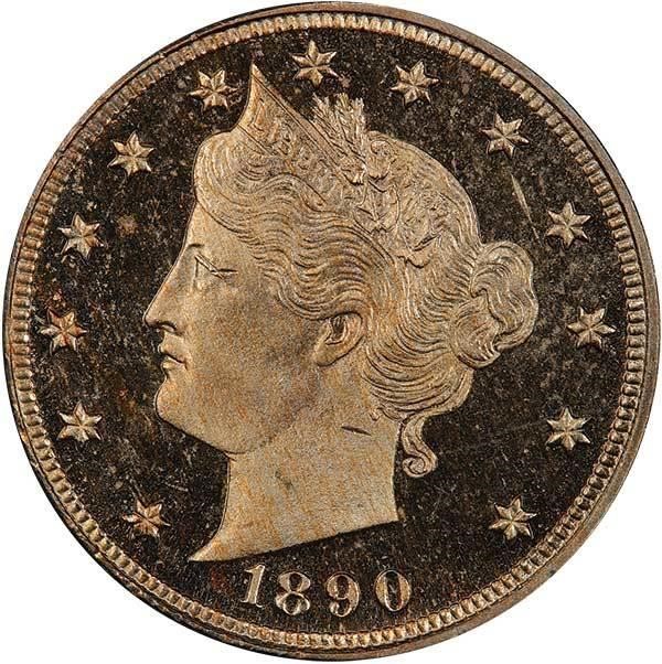 image for: 5C 1890 PCGS PR64 DCAM