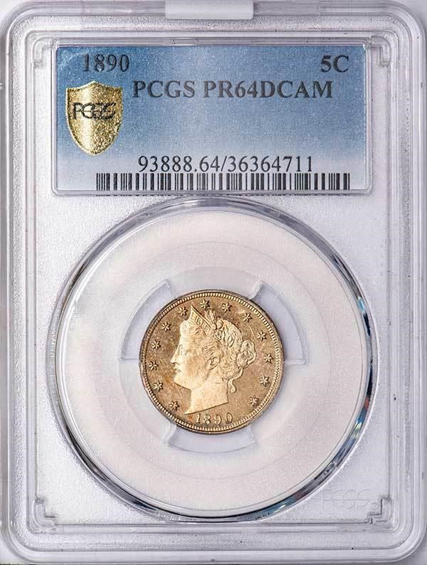image for: 5C 1890 PCGS PR64 DCAM