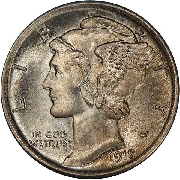 image for: 10C 1918 PCGS MS66+ FB CAC