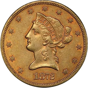 image for: $10 1872-S PCGS AU53 CAC