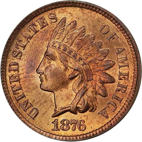 image for: 1C 1876 PCGS MS65 RB CAC