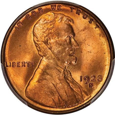 image for: 1C 1928-S LARGE S. FS-501. PCGS MS65 RD