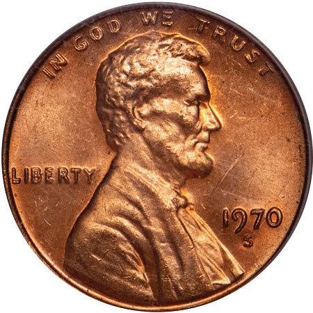 image for: 1C 1970-S LARGE DATE. DOUBLE DIE OBV. PCGS MS63 RD