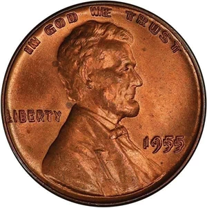 image for: 1C 1955 DOUBLED DIE OBVERSE. PCGS MS64+ RD CAC