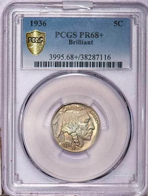 image for: 5C 1936 BRILLIANT. PCGS PR68+