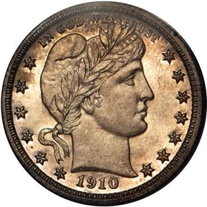 image for: 25C 1910 PCGS PR65 GOLD CAC