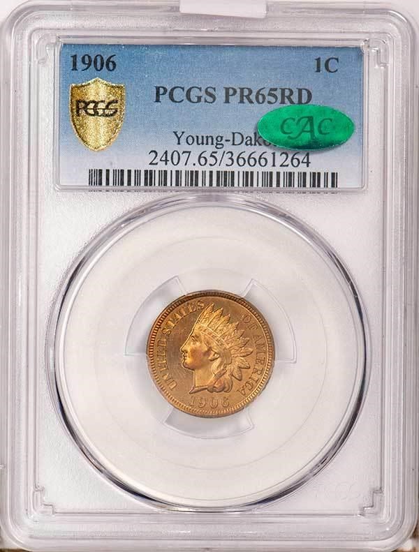 image for: 1C 1906 PCGS PR65 RD CAC