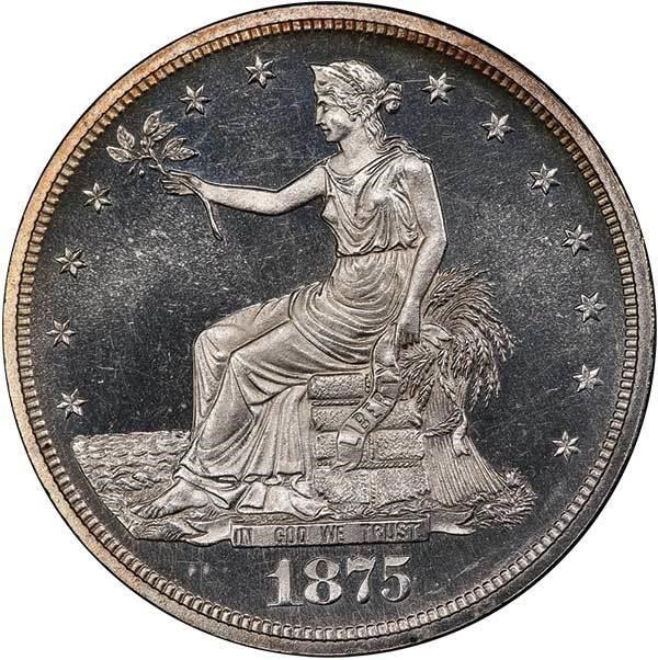 image for: T$1 1875 TRADE. PCGS PR64+ CAM CAC