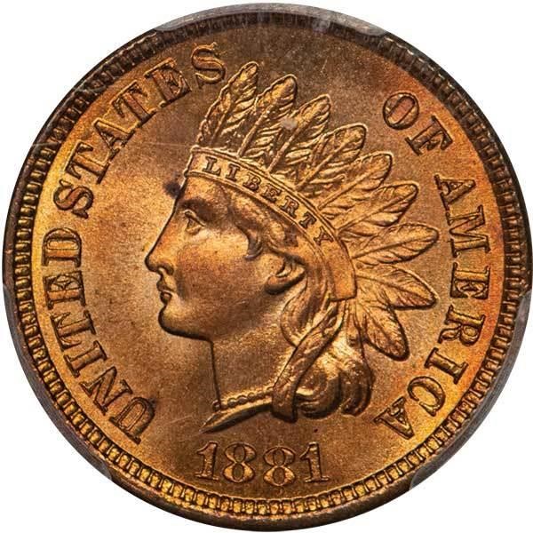 image for: 1C 1881 PCGS MS65+ RD CAC