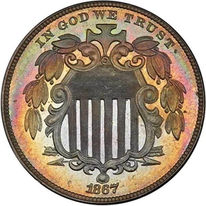 image for: 5C 1867 RAYS. PCGS PR64+ CAC