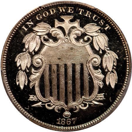 image for: 5C 1867 NO RAYS. PCGS PR65 DCAM CAC