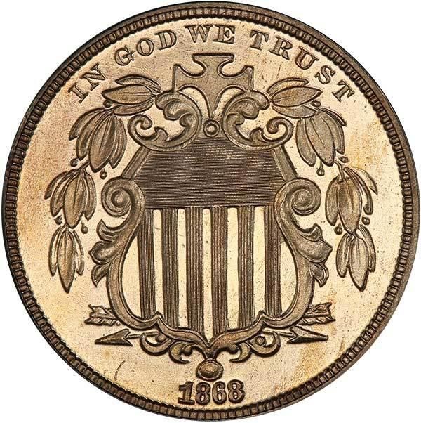 image for: 5C 1868 PCGS PR66+ CAM CAC