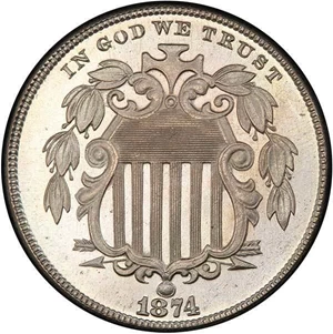 image for: 5C 1874 PCGS PR67 CAC