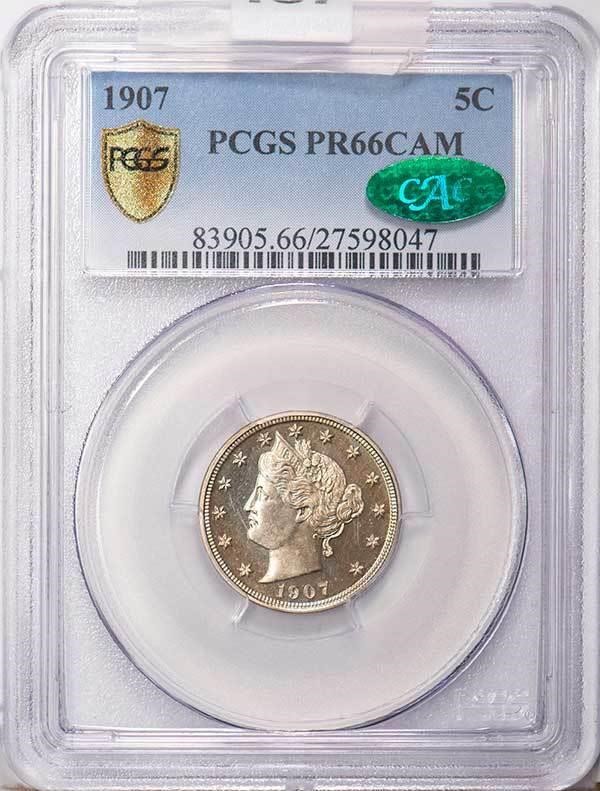 image for: 5C 1907 PCGS PR66 CAM CAC