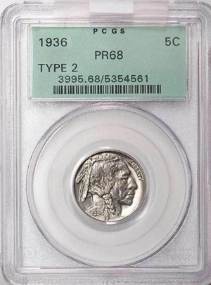 image for: 5C 1936 BRILLIANT. PCGS PR68