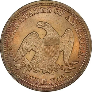 image for: 25C 1853 NO ARROWS. PCGS MS66 CAC