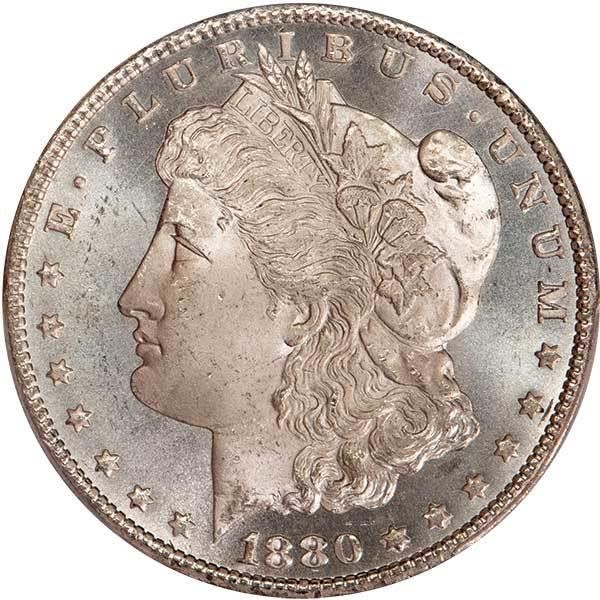 image for: $1 1880-CC 8/LOW 7. PCGS MS65+ CAC