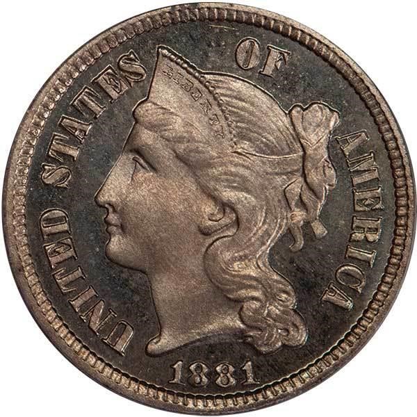 image for: 3CN 1881 PCGS PR65 CAM GOLD CAC