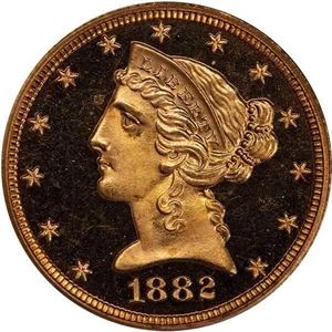 image for: $5 1882 PCGS PR65 DCAM CAC