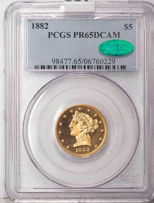 image for: $5 1882 PCGS PR65 DCAM CAC