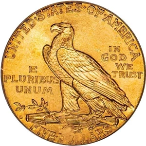 image for: $5 1908-S INDIAN. PCGS MS65 CAC
