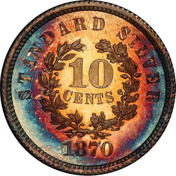 image for: 10C 1870 J-855. PCGS PR66 CAC