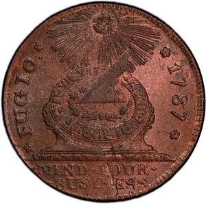 image for: FUGIO 1787 STATES UNITED 4. CINQ. PCGS MS65 RB